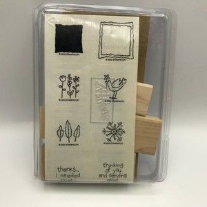 Stampin Up Sweet and Simple Set 8 Wood Mount Rubber Stamps Crafts Scrap booking